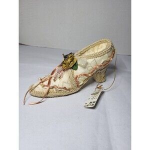 Holiday Elegance Victorian Shoe Christmas Ornament Fabric Lace Bead 5.5" Length